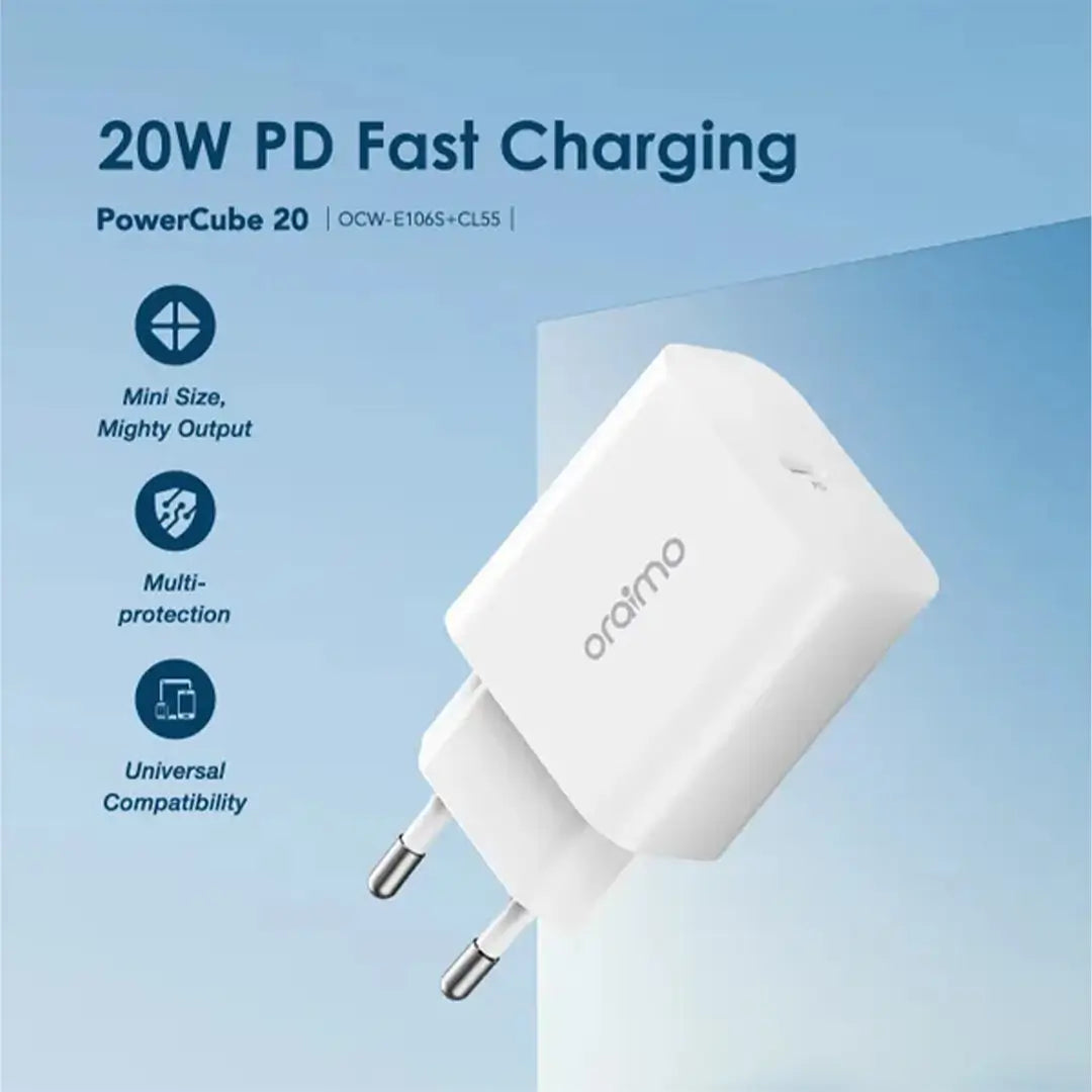 Oraimo 20W + Câble Type-C vers Lightning (iPhone)